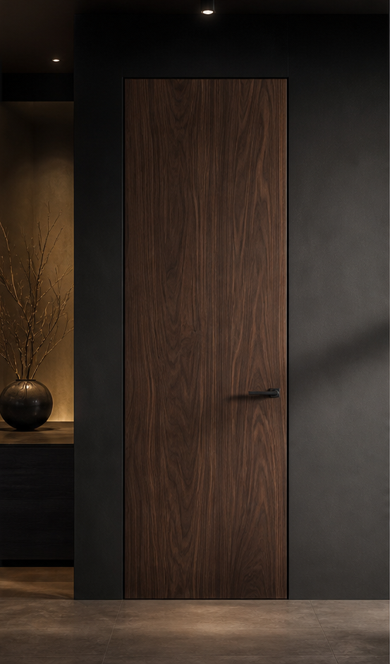 Minimal walnut interior door